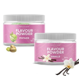 Hello Shape Flavour Powder 2 x 250 g Vanilla & Pistachio: Flavour Powder Almost Without Calories - Vegan, High-Fibre, with Lactase, Versatile Flavour Powder Food Flavour