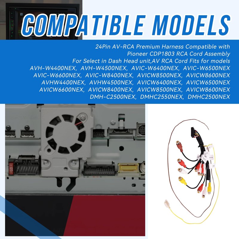 SeDeplacer 24Pin AV-RCA Harness XT91909 Compatible with Pioneer AVH-W4400NEX,AVH-W4500NEX,AVIC-W6400NEX,AVIC-W6500NEX,AVIC-W6600NEX(CDP1803),for Select