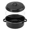 Black Enameled Steel Round Roaster Pot with Iron Lid and