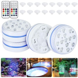 Underwater Light Waterproof Pool Lights LED Light with Remote Control (RF) 16 Colors RGB LED Lights for Aquarium Vase Pool