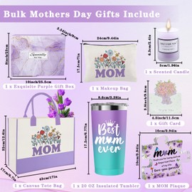 HULASO Mothers Day Gifts for Mom from Daughter, Fun Birthday Gifts for Mom Women with 20 Oz Tumbler Mothers Day Cards Canvas Tote Bag Scented Candle Makeup Bag Cute Acrylic Plaque Sign