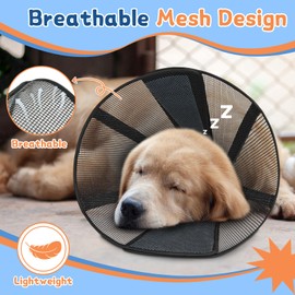 Joypig Dog Cone Collar to Stop Licking, Mesh Recovery Collar After Surgery for Large Medium Small Dogs, Alternative to Elizabeth Head Cone of Shame