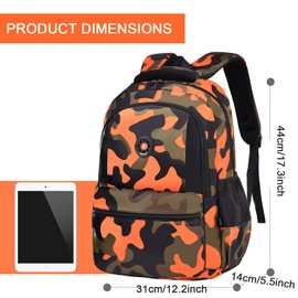 Yvechus School Backpack Casual Daypack Travel Outdoor Camouflage Backpack Christmas Presents for Boys and Girls (CY Camo Orange)