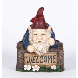 Hi-Line Gift 75616-T Welcome Sign Gnome Crawling Over Tree Trunk