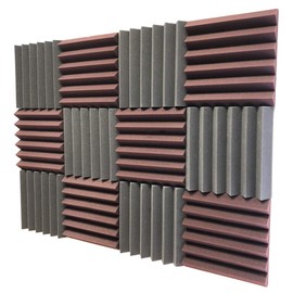 Soundproof Store 4492 Acoustic Wedge Soundproofing Studio Foam Tiles, 2 X 12 X 12-Inch, Pack of 12 (Charcoal Black and Burgundy Maroon)