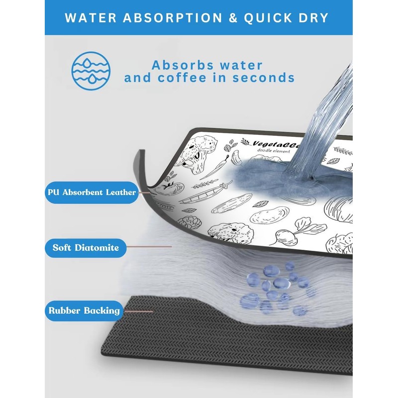 Dish Drying Mat Coffee Mat, Super Absorbent Drying Mat, Hide