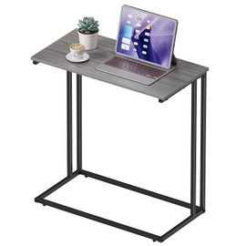 CAMOAT C-Shaped Side Table, Modern End Table with Metal Frame, Space Saving Design for Living Room，Large Surface Couch Table for Bedroom, and Home Office，24 x 12 x 24 inches (Grey)