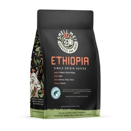 Bones Coffee Company Ethiopia Single-Origin Whole Coffee Beans, Low Acid Coffee Made with Arabica Coffee Beans, Light Roast Gourmet Coffee, Coffee Lover Gift Ideas (12 oz)