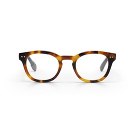 eyebobs Waylaid Premium Blue Light Reading Glasses for Women and Men | Round Blue Light Blocking Computer Glasses | Tortoise Front with Black Temples | 2.75