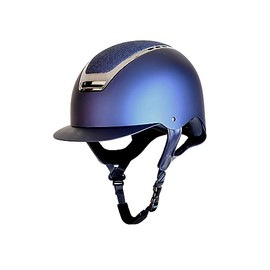 Rhinegold Pro Carbon HORSE RIDING HAT with Removable Lining, Kids and Adult Horse Riding Helmets, 58cm, Navy/Glitter