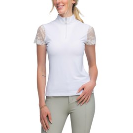 Kastel Denmark Lace Short Sleeve Base Layer Womens Activewear | Sun Protection UPF 30+ | 1/4 Zip Golf, Equestrian, Outdoor