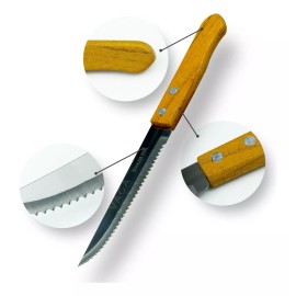 Vaga 6 Cuchillos De Sierra Cocina Acero Inoxidable Mango Madera