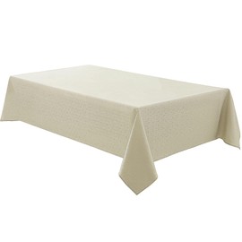 Aocoz Faux Linen Rectangle Tablecloths 52x70 Inch Beige Waterproof Table Cloths for Dining Table Banquets Buffet Parties and Wedding 1 Pack