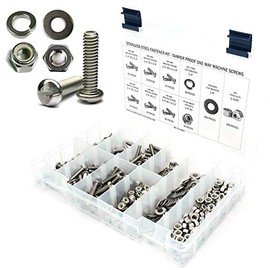Stainless Steel Tamper Proof 1/4"-20 One Way Machine Screw Kit with Nuts and Washers - 451 Pieces