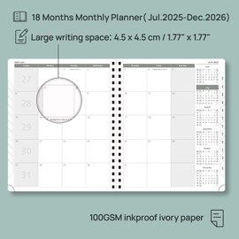 POPRUN Monthly Planner 2025-2026 Spiral Bound (8.5'' x 10.5'') 18 Months Calendar (Jul 2025 - Dec 2026) - 4 Pages per Month with Monthly Expense & Notes, Sunday Start, Leather Cover - Night Sky Blue