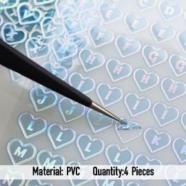 4 Sheets Mini Letter Stickers, Small Colour Heart Shape Alphabet Stickers for Scrapbook, Notebook Decoration, Name Tag - Blue & Light Blue