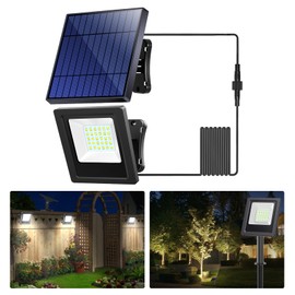 Solar Lights Outdoor Bright Solar Flood Lights 4400mAh 5500K Dusk to Dawn Led Solar Security Light Auto On/Off with 16.4FT Cable IP65 Waterproof for Outside Barn Garden Garage Yard Patio