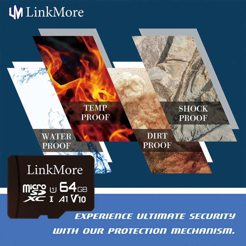 LinkMore 64GB MicroSDXC Card with U1/A1 / V10 / SD