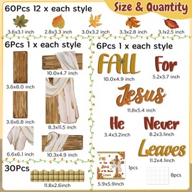 102Pcs Fall for Jesus He Never Leaves Christian Bulletin Board Decoration Autumn Watercolor Cross Maple Leaves Thanksgiving Cutout Name Tags Religious Wall Decor for Classroom Preschool Chalkboard