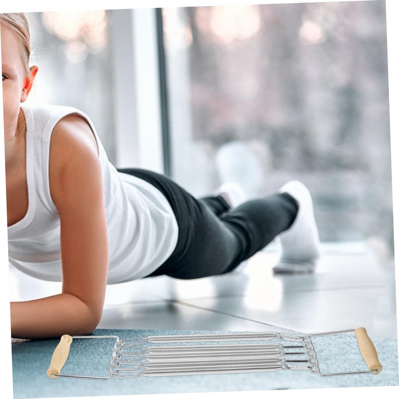 Outanaya Portable Chest Expander with Wooden Handle and Detachable Springs