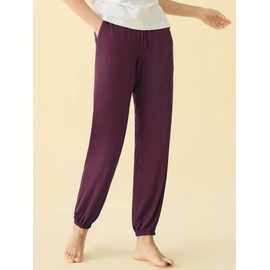 Latuza Women's Pajama Pants Lounge Bottoms with Pockets L Wine Red