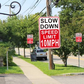 2Pack Slow Down Speed Limit 10MPH Sign, 18x12 Inches, Reflective Aluminum, Fade Resistant/Waterproof