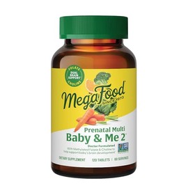 MegaFood Baby & Me 2 Prenatal Vitamin and Minerals - Vitamins for Women - with Folate (Folic Acid Natural Form), Choline, Iron, Iodine, and Vitamin C,