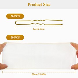 40 PCS Hair Net Kit, 20 PCS Bun Nets Blonde and 20 PCS Bobby Pins Blonde, Elastic and Stretchable Hair Nets for Buns, for Ballet Girl Kids Ladies