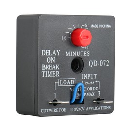 BAOMAIN Delay ON Break Timer QD-072 1.5A 18-240 VAC 0.03-10 Minutes Adjustable Time Delay Switch Replacement (1), Black