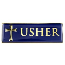 Usher Ministry Magnetic Badge, Metal/Epoxy, 1"H x 3"W