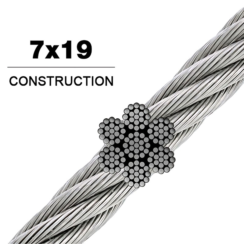 Black Powder Coated Galvanized Wire Rope 1/8" 7x19-250 ft Reel