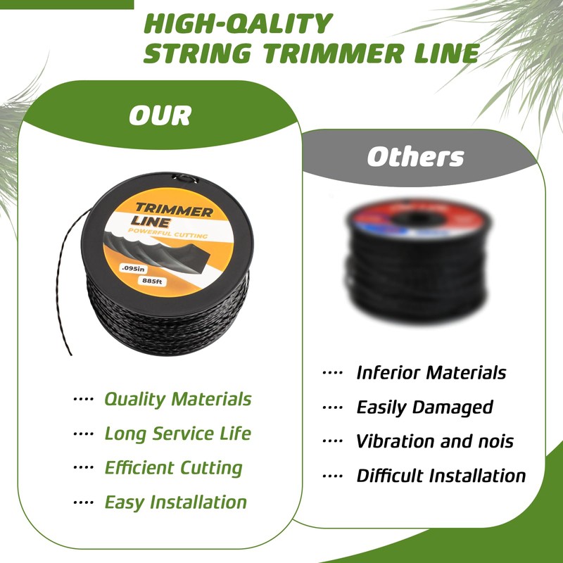 TOSRWGLL 885 ft 0.095" Black Diamond Trimmer Line Fit for