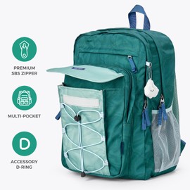 Choco Mocha School Backpack for Teen Girls Boys Travel Backpack for Girls Middle School lightweight Large Bookbag 17 Inches,Navy Green