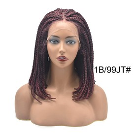 Healthlif HD Lace Front Box Braided Wigs For Black Women Knotless Braids Wigs Lightweight Premium Kanekalon Synthetic Braid Wig Micro Twist Braided Wigs Hand Braid Wigs For Black Women (#1B/99JT)