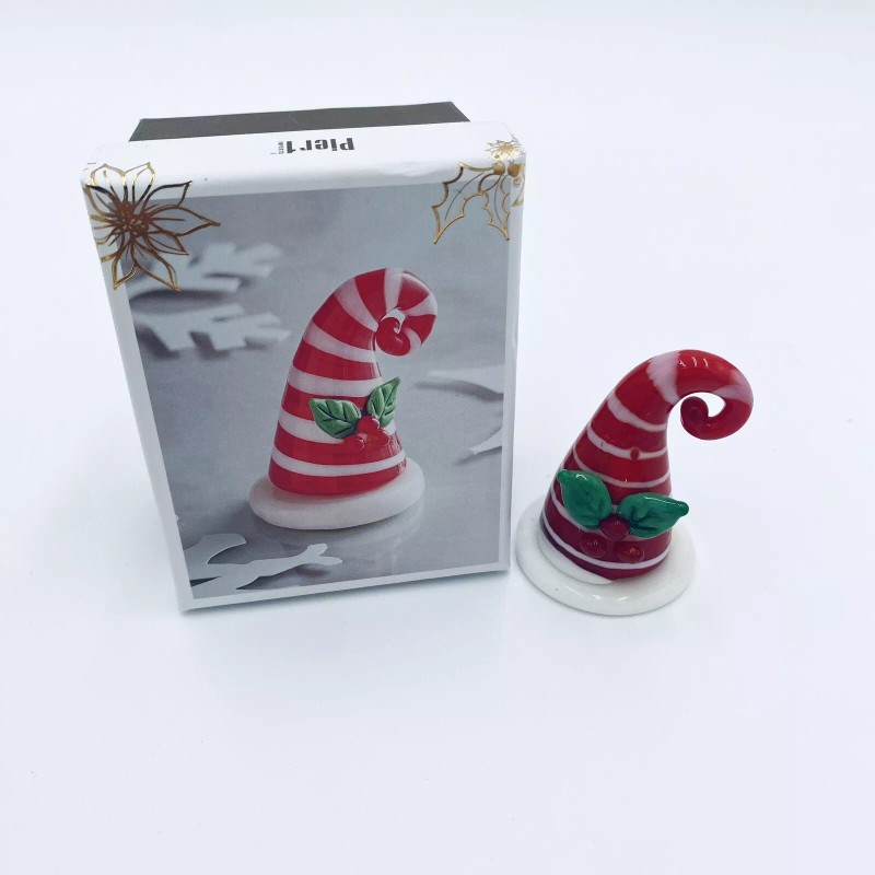 Pier 1 Glass Santa Hat Figurine Candy Cane Striped New