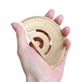 Brass Ruler, Retro Math Geometry Accurate Measurement Tool for School, Office, Workshop and Home, Golden (Protractor)