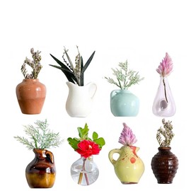 Mini Vase Magnets for Fridge, Mini Ceramic Vase Magnets for Refrigerator, Plant Vases Refrigerator Magnets Cute, Tiny Magnetic Vases Decorative, Small Fridge Accessories Kitchen (8PCS)