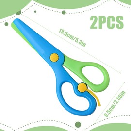 BIRLOZA Pack of 2 Safety Scissors for Children Preschool Scissors DIY Craft Scissors PP Plastic Cutter Paper Scissors (10.7 cm)
