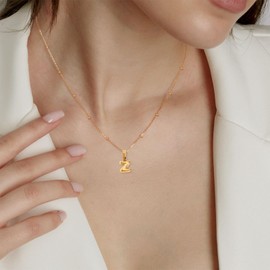 Bubble Letter Necklace for Women Small Initial Necklace Gold Chunky Bubble Letter Pendant Jewelry Birthday Gifts Summer Dress Accessories