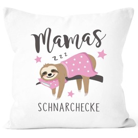 SpecialMe® Cushion Cover with Saying Mamas Snoring Corner Sloth Gift for Mother's Day Birthday Christmas White 40 cm x 40 cm