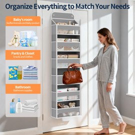 Yecaye 3 Pack Over The Door Organizer, 6-Tier Closet Door Hanging Organizer with 12 Mesh Pockets, Bathroom Organizers and Storage, Ultra Sturdy Large Capacity Over Door Storage Newborn Baby Essentials