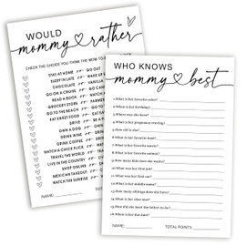 GOLRMC Hilarious Baby Shower Games, Who Knows Mommy Best & Would Mommy Rather Double-sided Games, Minimalism Baby Shower Decorations Favors Ideas-25 pcs 5x7 in -B01