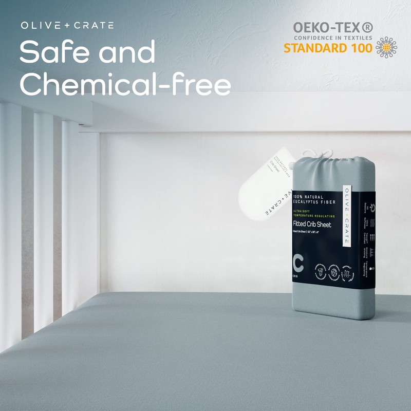 Olive + Crate Crib Sheets Luxury Eucalyptus Tencel, Naturally Organic