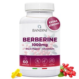 Bandini® Berberine 1000mg Pure high Dosage | Pure Berberin HCl from Berberis Aristata 97% + Chromium and Black Pepper | Maximum Absorption | Digestive, Liver, intestinal Function | 60 Vegan Capsules