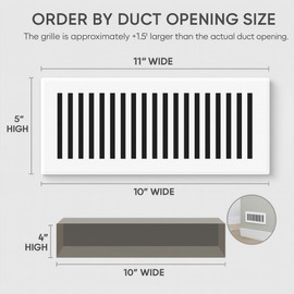 Sierra Grates 4" x 10" Contemporary Design Steel Floor Register in Glacier White Finish for Floor l- Decorative Air Vent Covers- Floor Register 4” x 10”