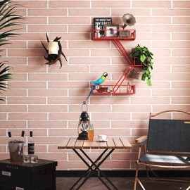 MVPSONAG Fire Escape Shelf - 3 Tier Metal Red Fire Escape Wall Shelves with Baskets, New York Action Figurine Display Shelf, Unique Rustic Floating Decorative Wall Shelves for Any Room