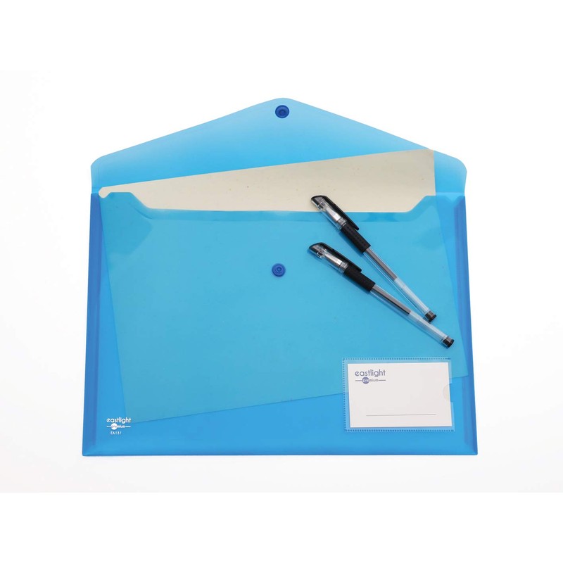 Eastlight A4 Plastic Popper Document Folder Wallet with Pocket Assorted