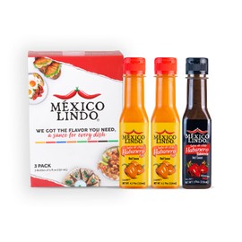 Mexico Lindo Hot Sauce Variety Pack | Includes 2 Bottles of Red Habanero + 1 Bottle of Xxxtra Hot | 5 Fl Oz Bottles (Pack of 3)