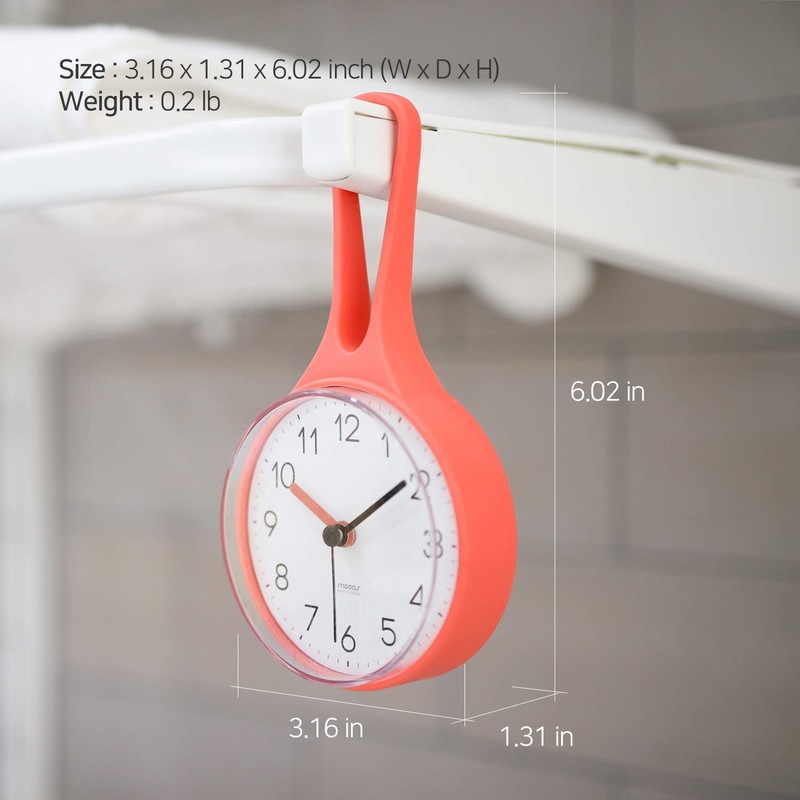 Mooas Loop Bathroom & Kitchen Clock, Waterproof Hanging Clock with