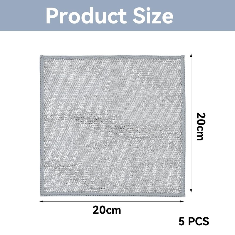 BHSTTNIXP Silver Cleaning Cloth,Non-scratch Scrubbing Wire Dishwashing Rags,Wire Cleaning Cloths,Steel